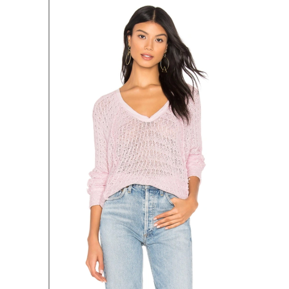 Free People Sweater Womens Thien's Dolman Sleeve Pink V- Neck Size X-Small
